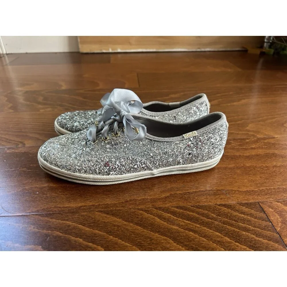 Keds x Kate Spade Sneakers‎ Women's Size 5 Glitter Bride Wedding Silver